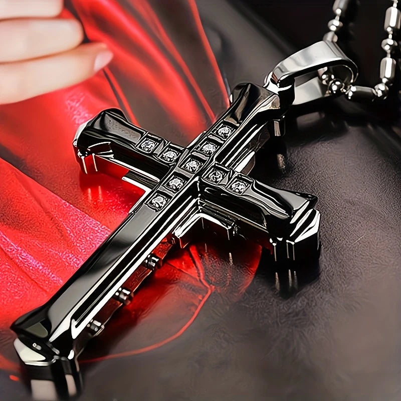 Bright Dark Cross Necklace