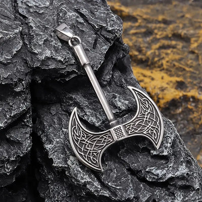 Silvered Axe Necklace
