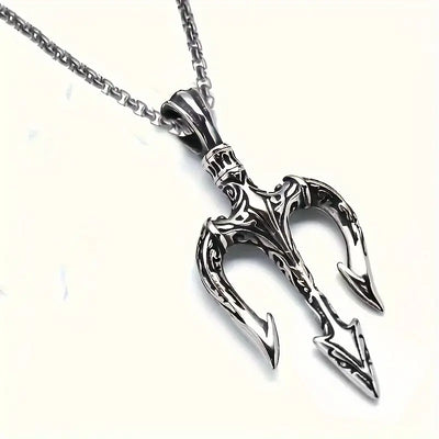 Silvered Trident Necklace