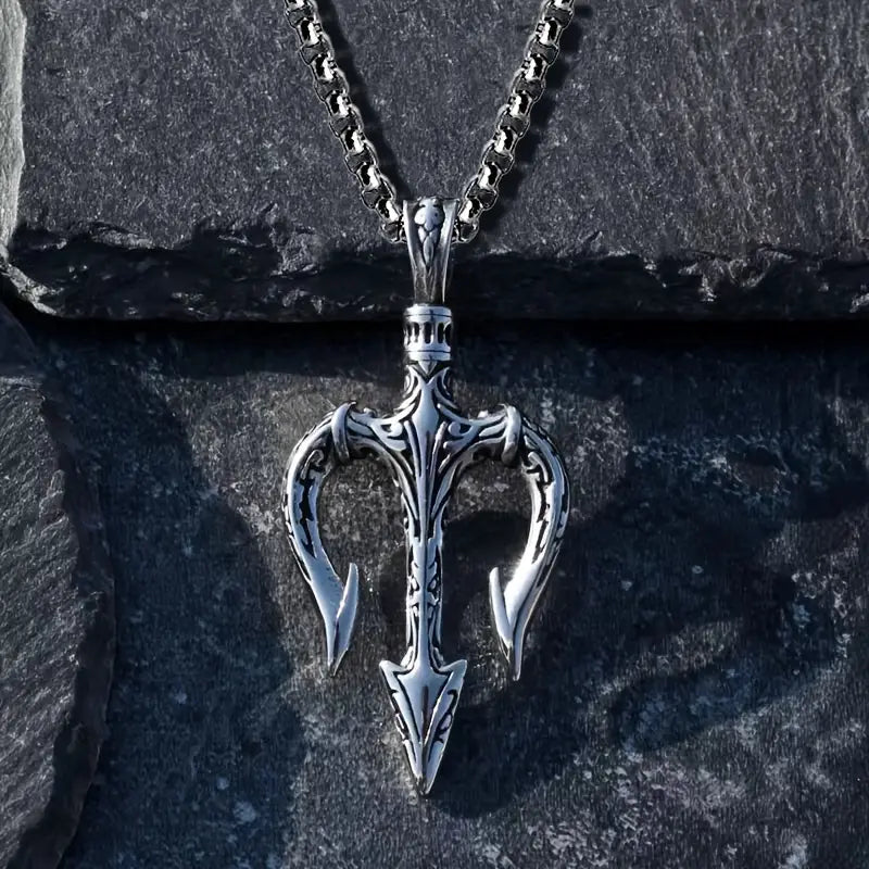 Silvered Trident Necklace