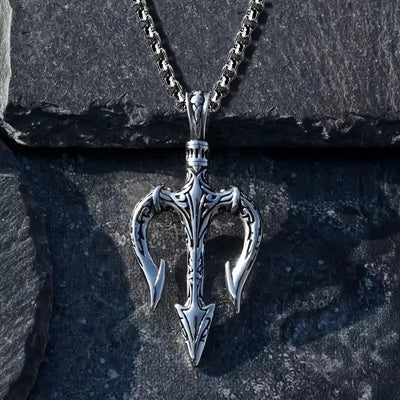 Silvered Trident Necklace