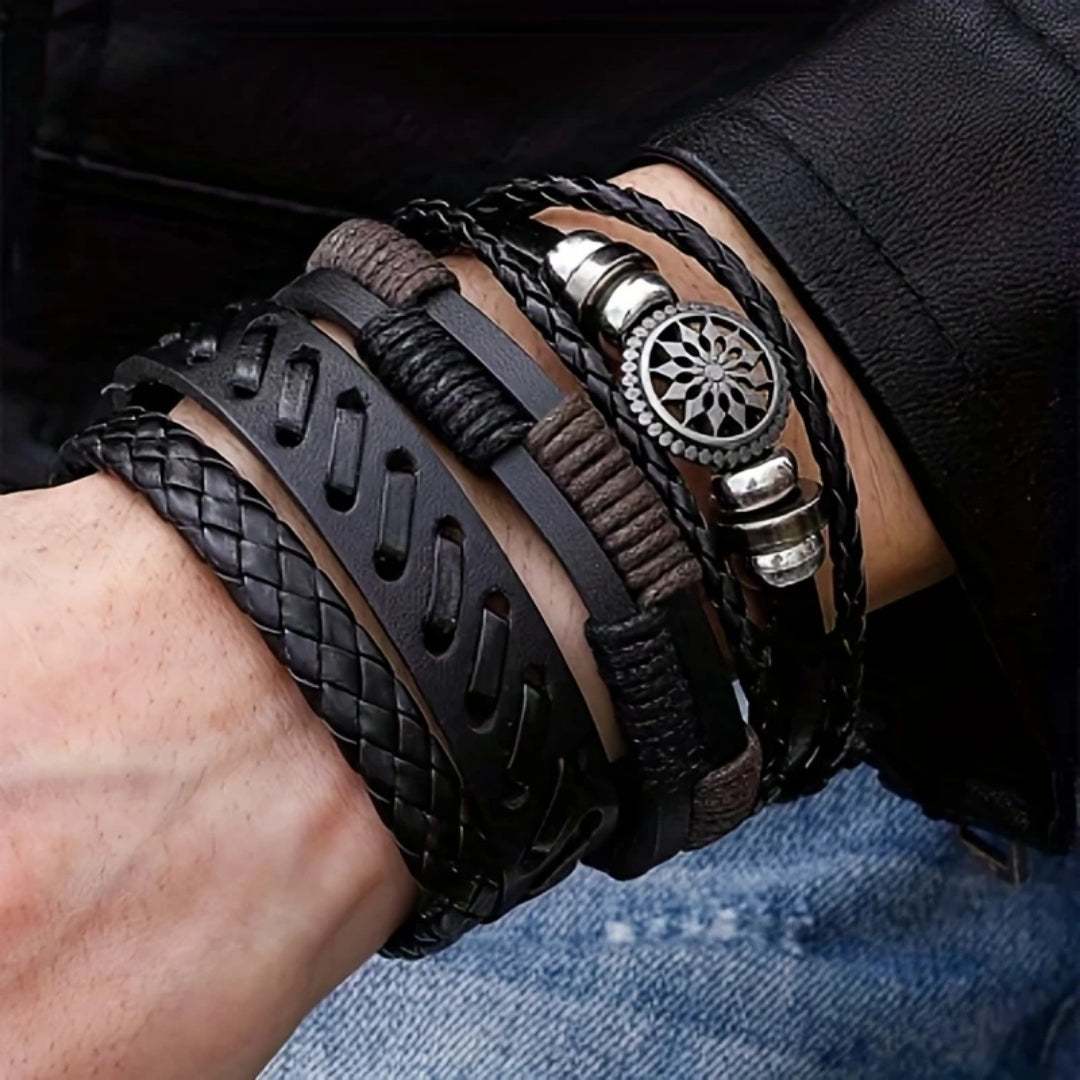 Dark Leather Bracelet Pack