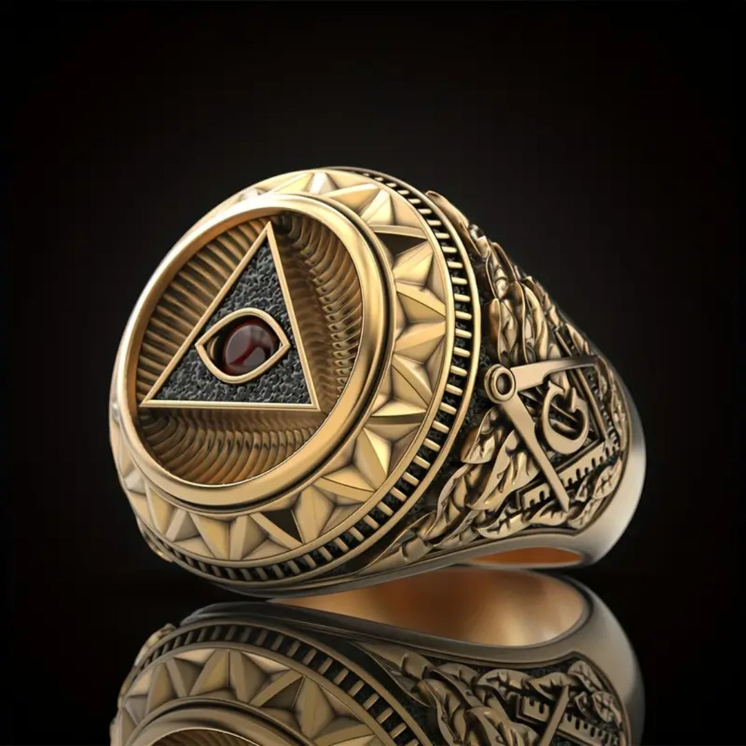 Tribal Red Eye Gold Ring