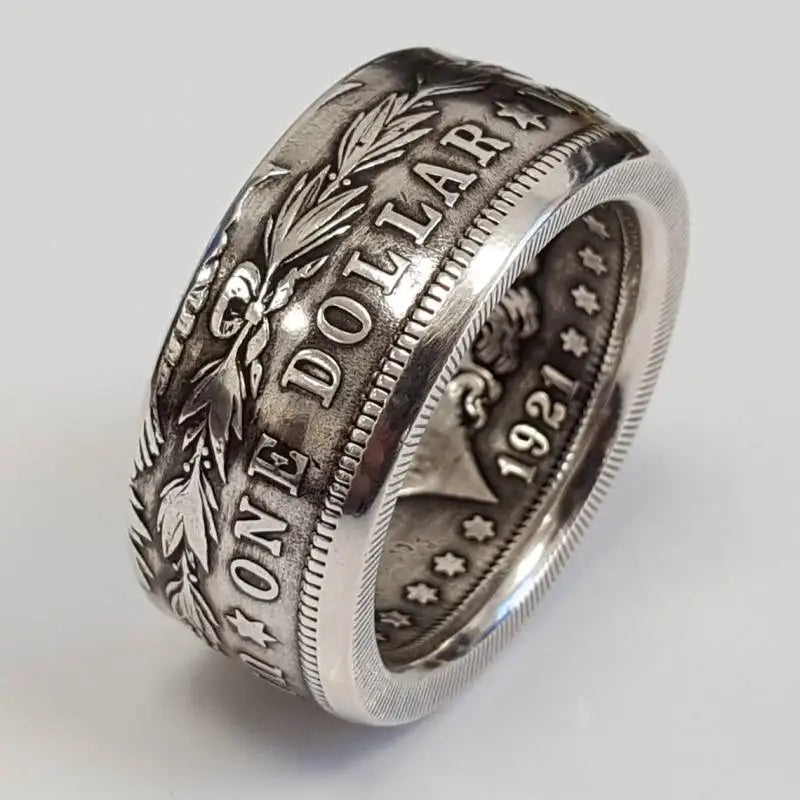 Antique Dollar Sign Silvered Ring