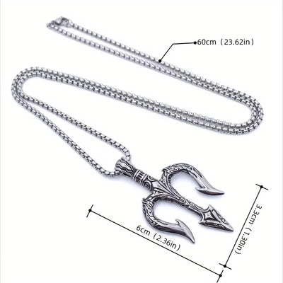 Silvered Trident Necklace