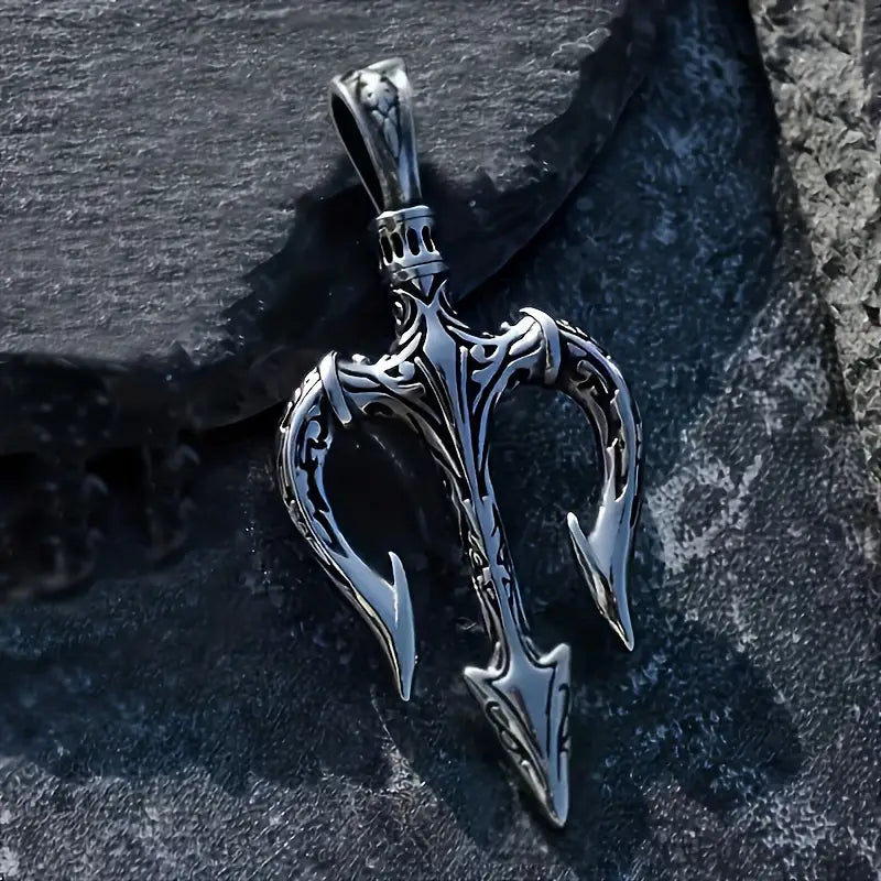 Silvered Trident Necklace