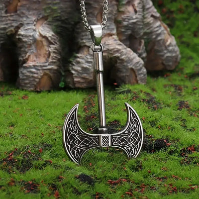 Silvered Axe Necklace