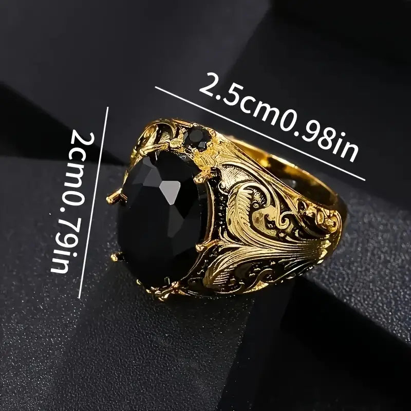 Onyx Stone Gold Ring