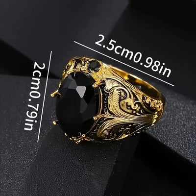 Onyx Stone Gold Ring