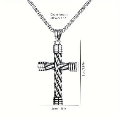 Texture Silver Cross Necklace